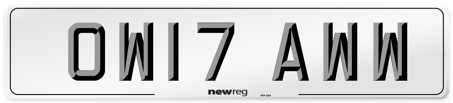 OW17 AWW Number Plate from New Reg
